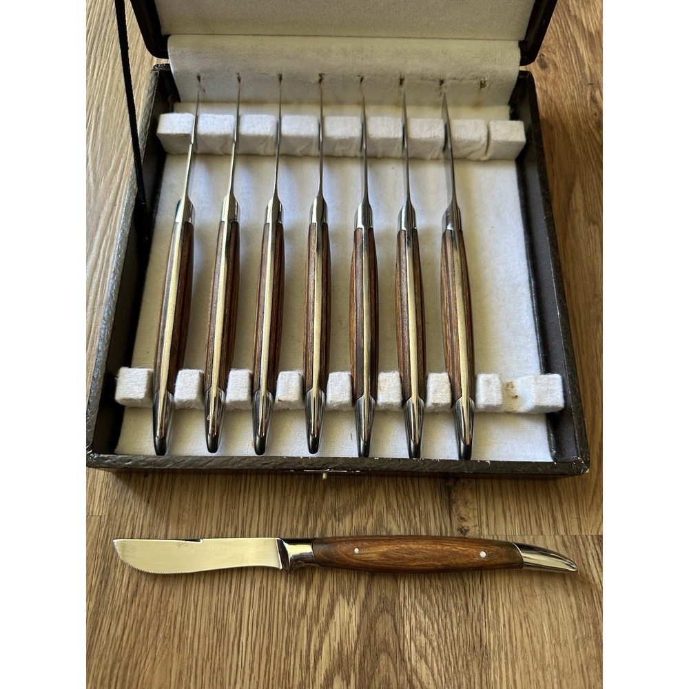 8 SAMURAI Stainless Steel Steak Dinner Knives With Original Box /Japan Vintage